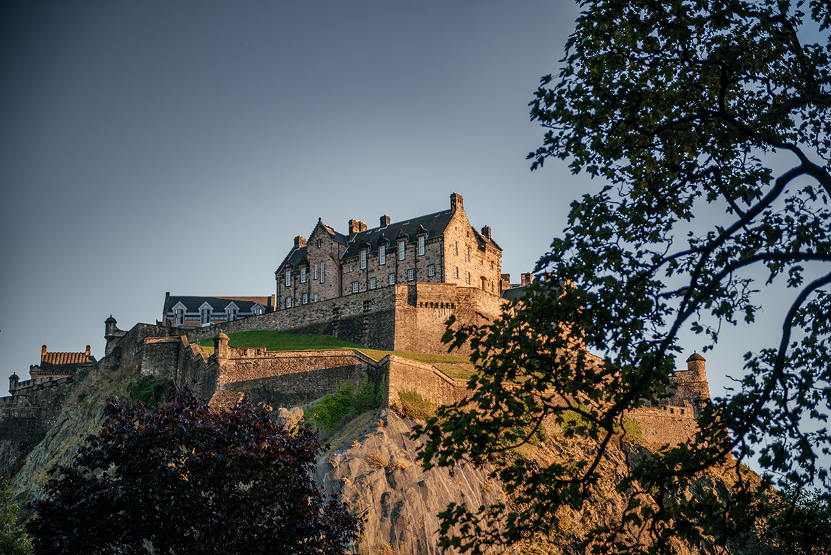 Edinburgh Castle perched on Castle Rock above the city